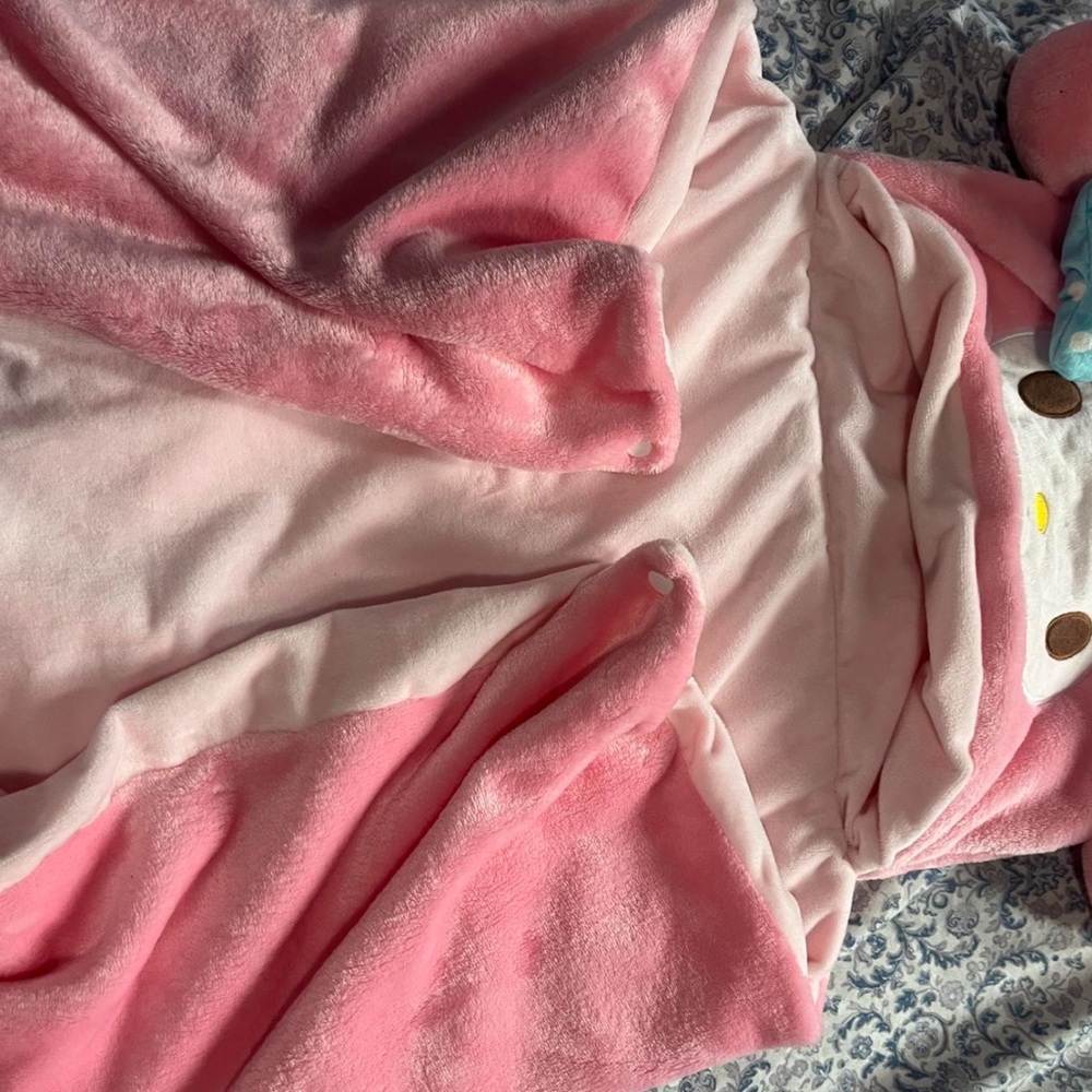Pink Hooded Plush Blanket my melody